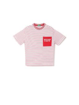 United Colors of Benetton - Boys Striped Round Neck T-Shirt Red