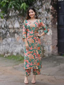 Gahan - Womens Green Rayon Blend Printed Straight Kurta with Pant