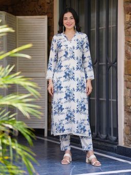 Gahan - Womens White Rayon Blend Printed Straight Kurta With Pant