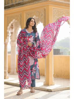 Gahan - Womens Viscose Rayon Straight Printed Kurta with Pant &Dupatta