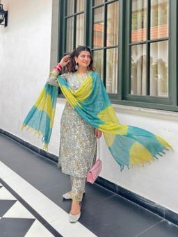 Gahan - Womens Multi Rayon Blend Printed Straight Kurta and Pant With Dupatta