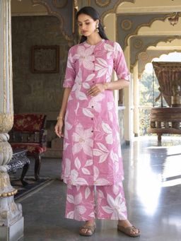 Gahan - Womens Pink Rayon Blend Printed Straight Kurta With Palazzo