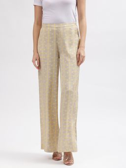 GANT - Women Yellow Printed Mid-Rise Trousers