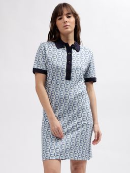 GANT - Women Blue Printed Collar Short Sleeves Dress