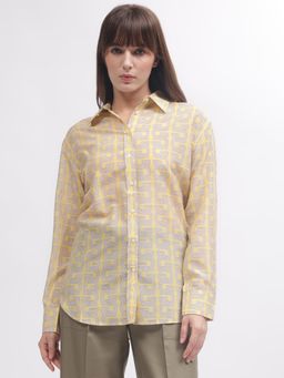 GANT - Women Yellow Printed Spread Collar Full Sleeves Shirt