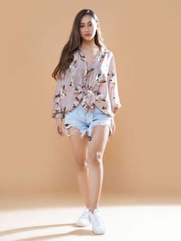 Neeti and Mudita - Wildflower Bellow Sleeve Kerra Knot Shirt