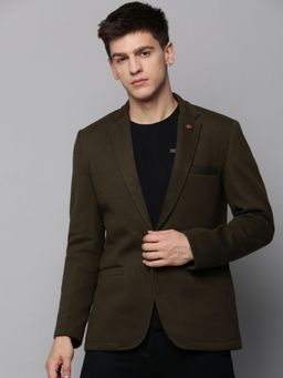 SHOWOFFFF - Mens Notched Lapel Solid Olive Open Front Blazer
