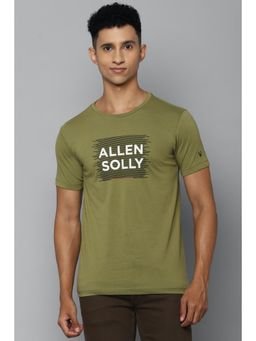 Allen Solly - Men Olive Graphic Print Crew Neck T-Shirt
