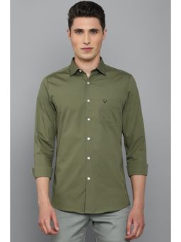 Allen Solly - Men Olive Slim Fit Solid Full Sleeves Casual Shirt