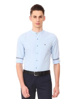 Allen Solly - Men Blue Slim Fit Solid Full Sleeves Casual Shirt
