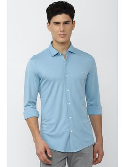 Peter England - Men Blue Athletic Fit Casual Shirt