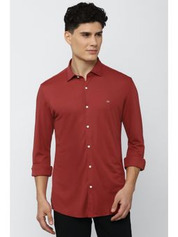 Peter England - Men Maroon Athletic Fit Casual Shirt