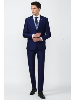 Van Heusen - Navy Blue Textured Suit (Set of 3)
