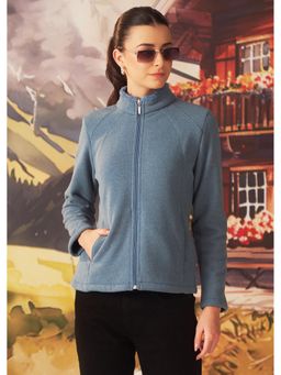 Lakshita - Smokey Blue Monochrome Acrylic Jacket for Women