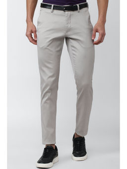 Van Heusen - Men Grey Solid Slim Fit Trousers