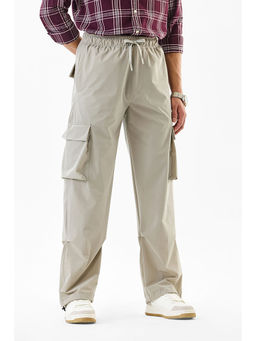 Snitch - Beige Solid Relaxed Fit Cargo Pant