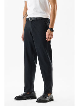 Snitch - Navy Blue Solid Slim Fit Trouser