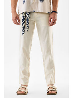 Snitch - Beige Solid Relaxed Fit Trouser