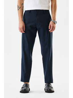 Snitch - Navy Blue Solid Slim Fit Trouser