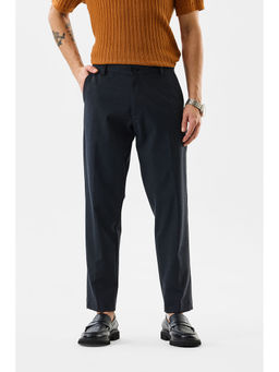 Snitch - Navy Blue Solid Slim Fit Trouser