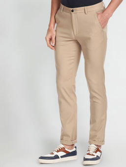Arrow - Beige Solid Regular Fit Trouser