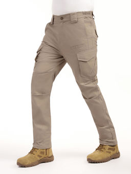 MountMiller - Cream Solid Regular Fit Cargo Pant