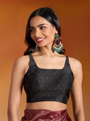 Buy Gajra Gang B-Desi Divas Black Brocade Scoop Neck Stitched Blouse