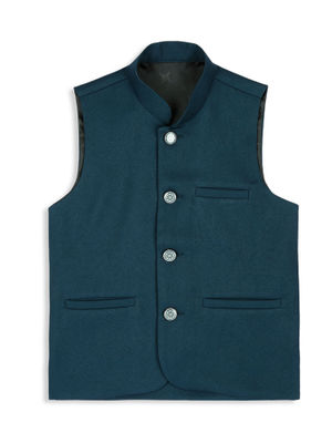 Buy Kids Island Boys Solid Peacock Green Nehru Jacket (6-12 Months) Online