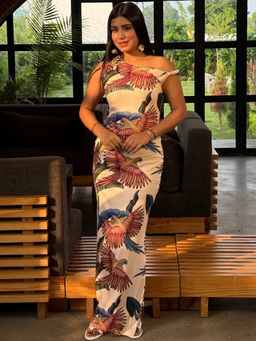 Tandul - Stunning Tropical Printed Multicolour Dress