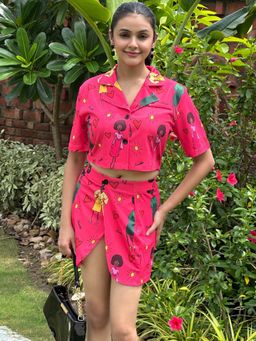 Tandul - Printed Pink Shirt with Skirt