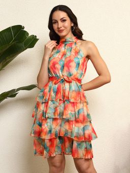 Tandul - Stunning Floral Georgette Multicolour Dress