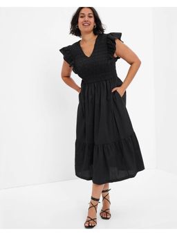 GAP - Smocked Detail Flutter Sleeve Black Dress