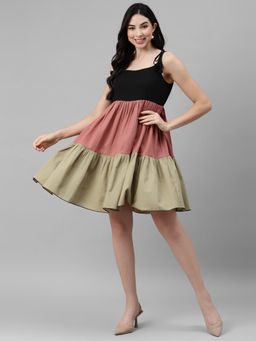 Deebaco - Colour Block Sun Multicolour Dress