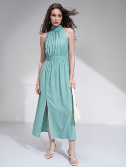TOKYO TALKIES - Printed Wrap Aqua Dress