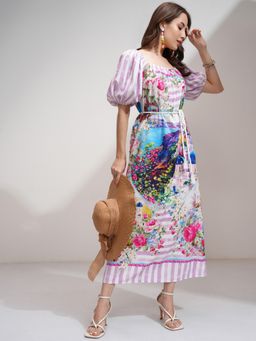 TOKYO TALKIES - Printed Relaxed White Dress