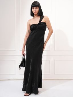 TOKYO TALKIES - Solid One Shoulder Black Dress