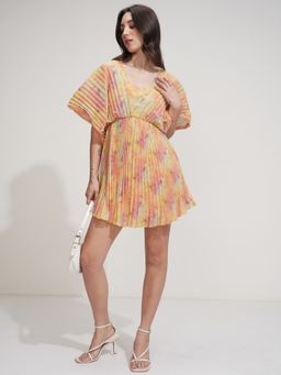 TOKYO TALKIES - Print Kimono Sleeve Fit and Flare Multicolour Dress