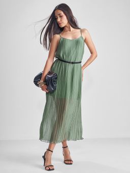 TOKYO TALKIES - Fit and Flare Green Dress