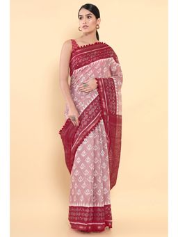 Soch - Women Pink Cotton Saree with Unstitched Blouse