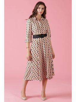 Gipsy - Multi-Color Poly Crepe Dress with Belt