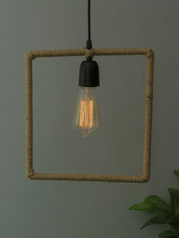 Homesake - Metal Pendant Hemp Rope Light Square