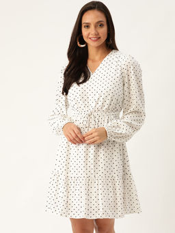 Twenty Dresses by Nykaa Fashion - Simply Elegant White Polka Dot Dress