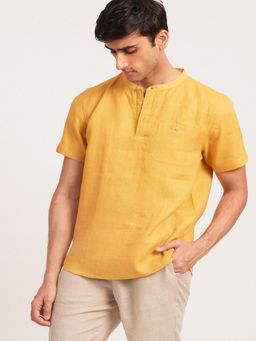 Creatures of Habit - Linen Bandhgala Shirt Mustard