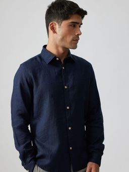 Creatures of Habit - Deep Sea Blue Linen Shirt