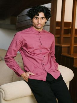 Creatures of Habit - Egyptian Cotton Bandhgala Shirt Raspberry Glaze