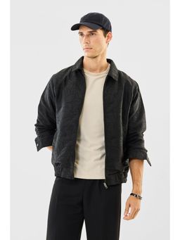 Snitch - Black Floral Full Sleeves Relaxed Casual Jacket for Men