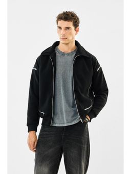 Snitch - Black Solid Full Sleeves Regular Casual Jacket for Men