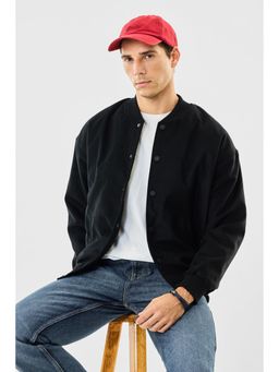 Snitch - Black Solid Full Sleeves Regular Casual Jacket for Men