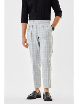 Snitch - Grey Checks Slim Casual Trouser for Men