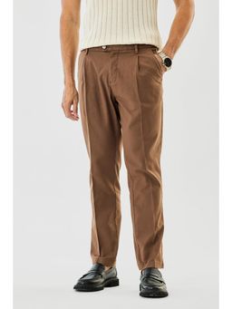 Snitch - Brown Solid Slim Casual Trouser for Men